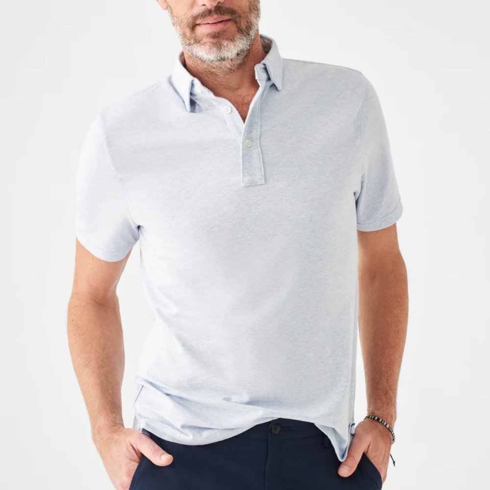 NWT Faherty Movement Polo Blue Heather